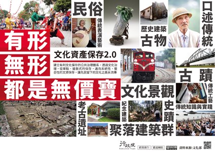 文化資產保存2.0
建立有利文化保存的公共治理體系,透過文化治理,從單點、搶救式的保存,邁向系統性、整合性的文資保存,讓先民留下的文化之美永流傳