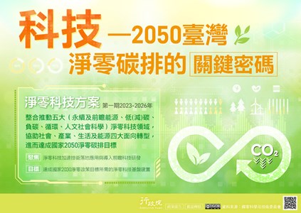 推動五大（永續及前瞻能源、低（減）碳 、負碳、循環、人文社會科學）淨零科技領域協助社會、產業、生活及能源四大面向轉型，進而達成國家2050淨零碳排目標。