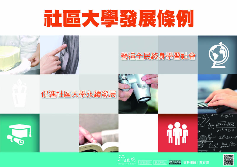 社區大學發展條例，營造全民終身學習社會，促進社區大學永續發展